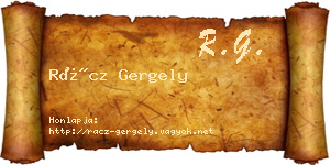 Rácz Gergely névjegykártya